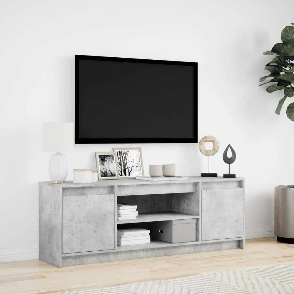 TV staliukas Televizoriaus spintelė su LED, betono, 139,5x34x50cm, mediena