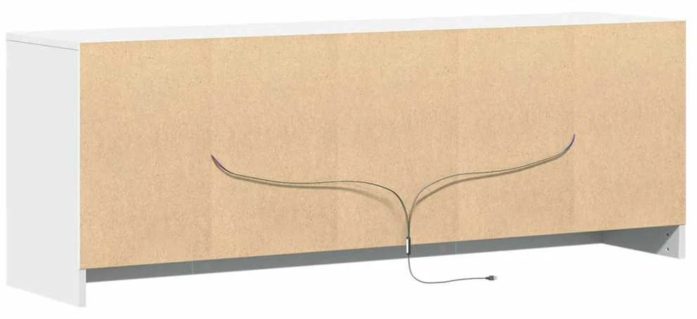 TV staliukas Televizoriaus spintelė su LED, balta, 139,5x34x50cm, mediena