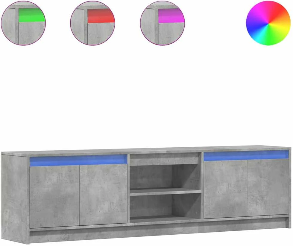 TV staliukas Televizoriaus spintelė su LED, pilka, 180x34x50cm, mediena