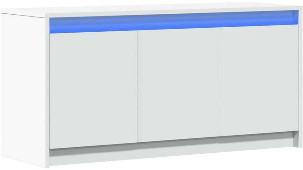 TV staliukas Televizoriaus spintelė su LED, balta, 100x34x50cm, mediena