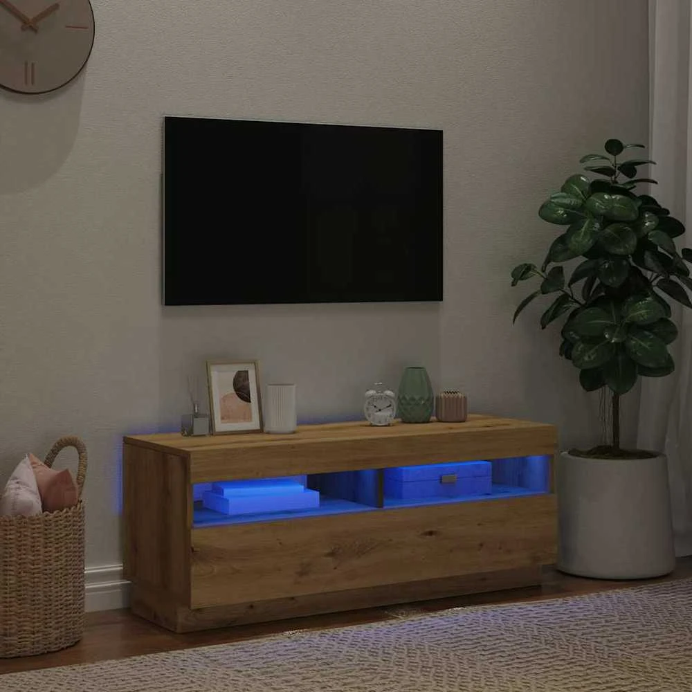 TV staliukas Televizoriaus spintelė su LED, artisano, 100x35x40cm, mediena