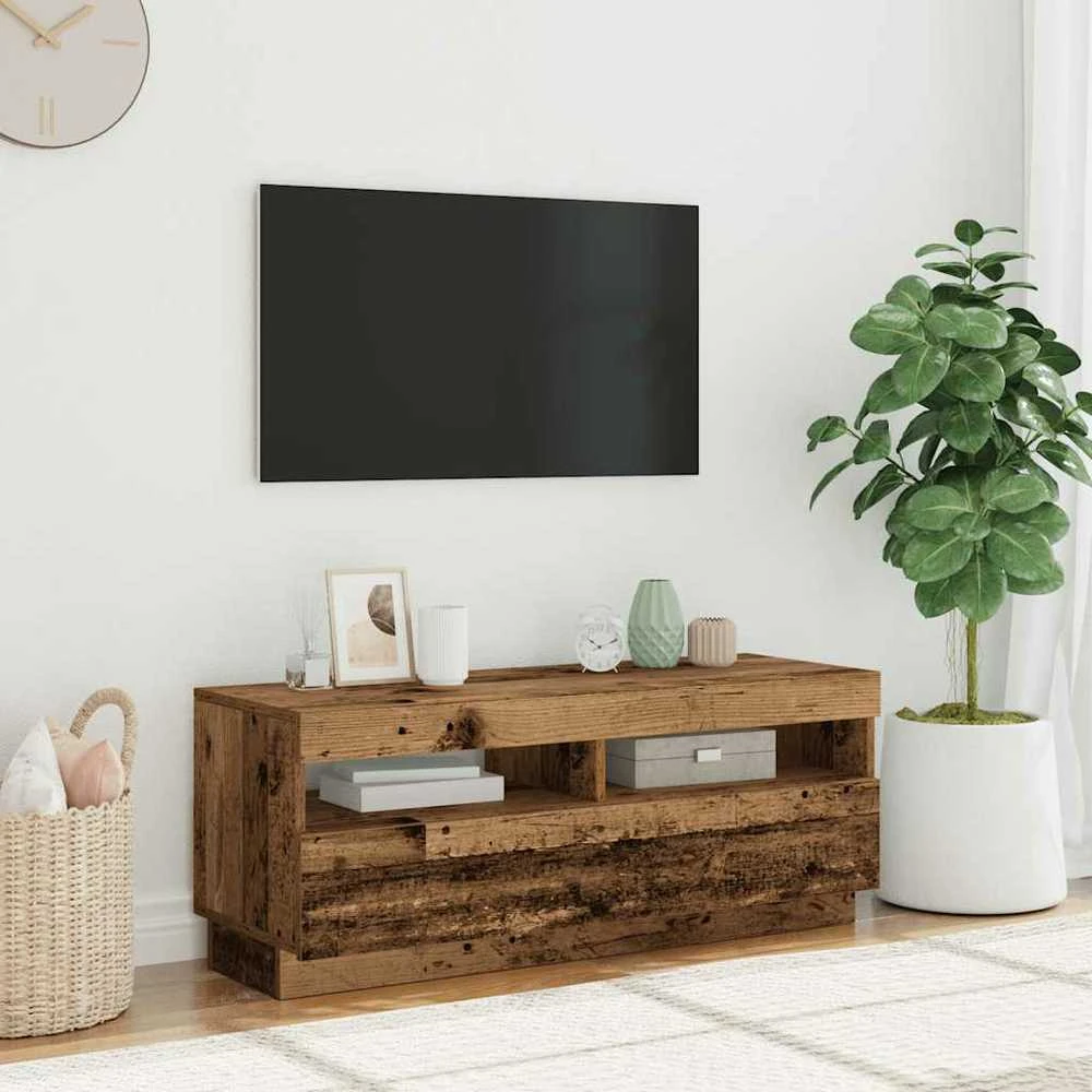 TV staliukas Televizoriaus spintelė su LED, medienos, 100x35x40cm, mediena