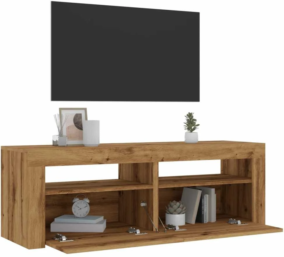 TV staliukas Televizoriaus spintelė su LED, artisano, 120x35x40cm, mediena