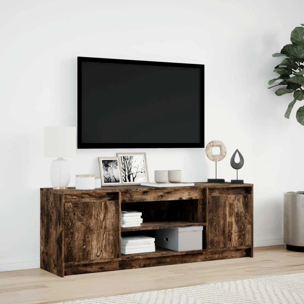 TV staliukas Televizoriaus spintelė su LED, dūminė, 139,5x34x50cm, mediena