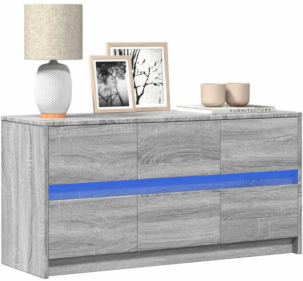TV staliukas Televizoriaus spintelė su LED, pilka, 100x34x50cm, mediena