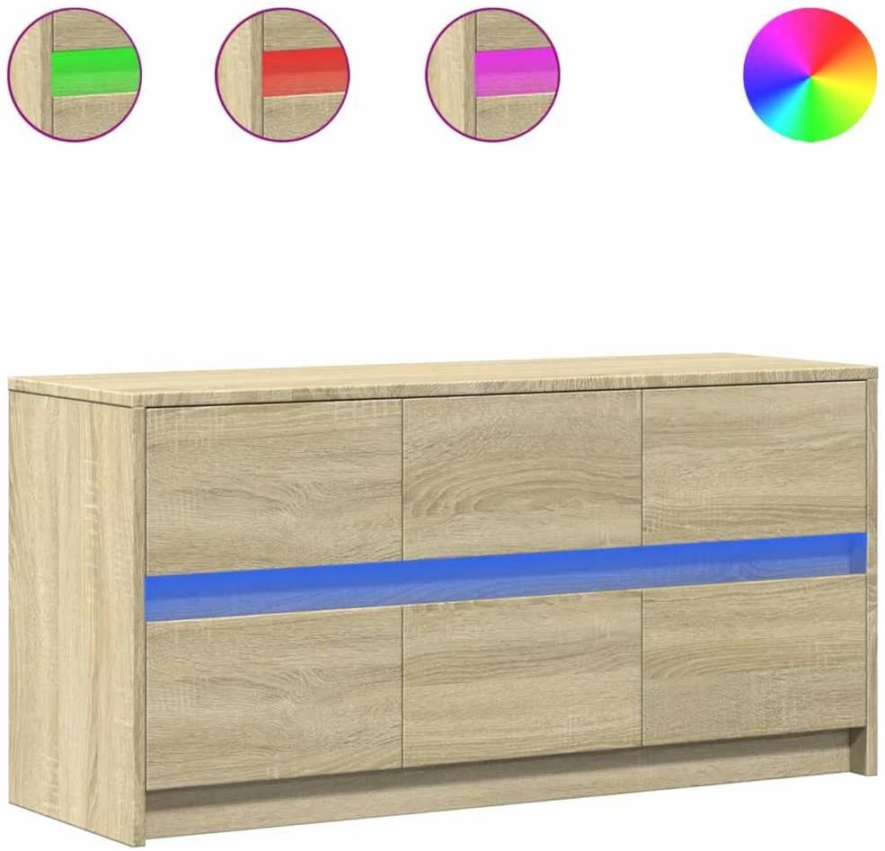 TV staliukas Televizoriaus spintelė su LED, ąžuolo, 100x34x50cm, mediena
