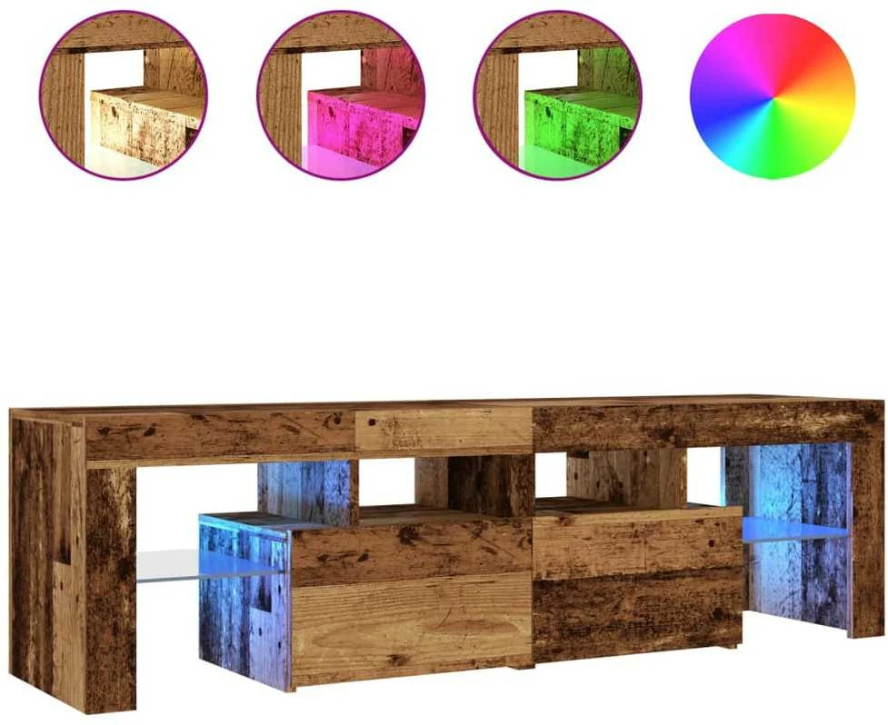 TV staliukas Televizoriaus spintelė su LED, medienos, 140x36,5x40cm, mediena