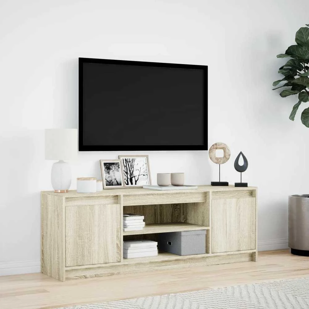 TV staliukas Televizoriaus spintelė su LED, ąžuolo, 139,5x34x50cm, mediena