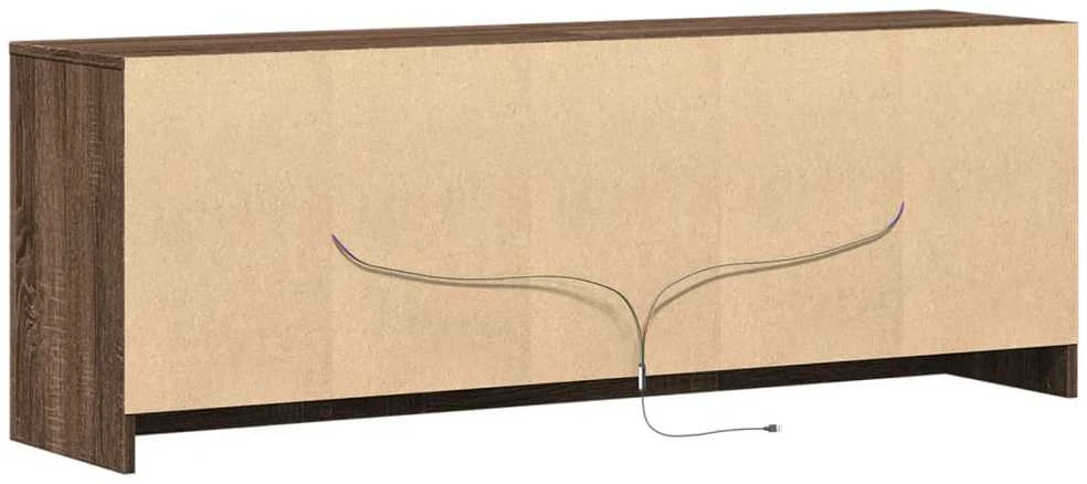 TV staliukas Televizoriaus spintelė su LED, ruda, 139,5x34x50cm, mediena