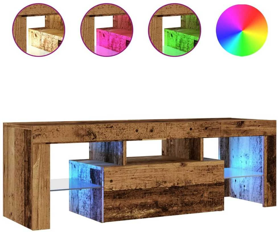 TV staliukas Televizoriaus spintelė su LED, medienos, 120x36,5x40cm, mediena