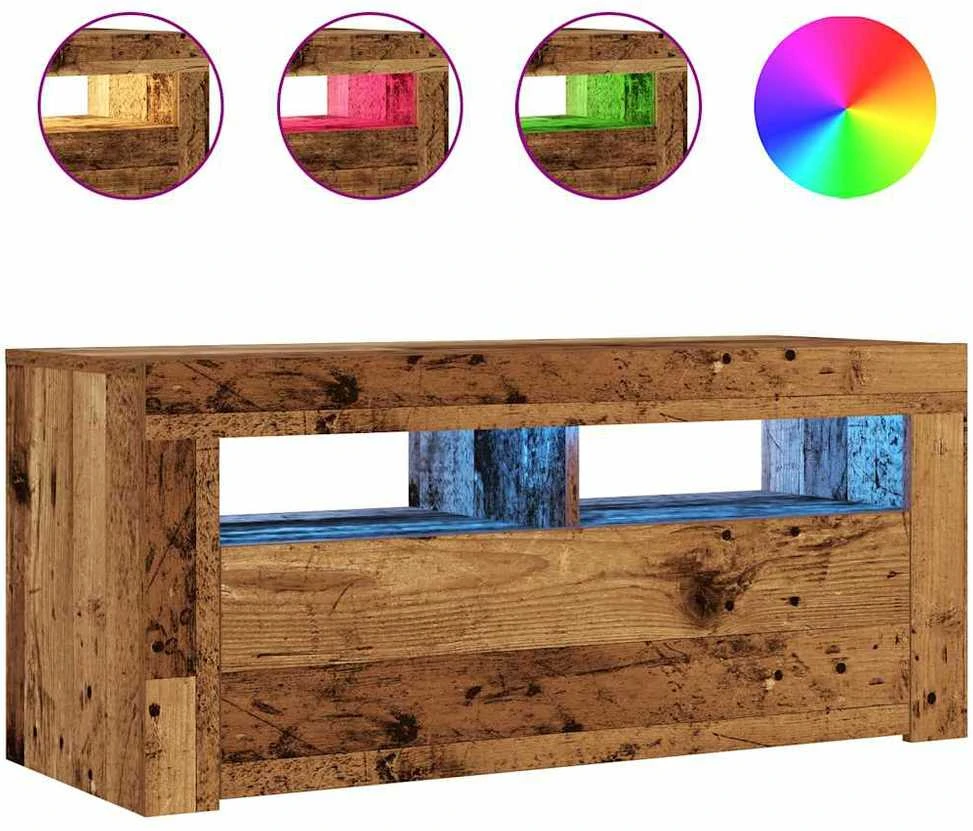 TV staliukas Televizoriaus spintelė su LED, medienos, 90x35x40cm, mediena