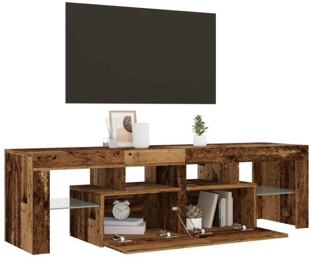 TV staliukas Televizoriaus spintelė su LED, medienos, 140x36,5x40cm, mediena
