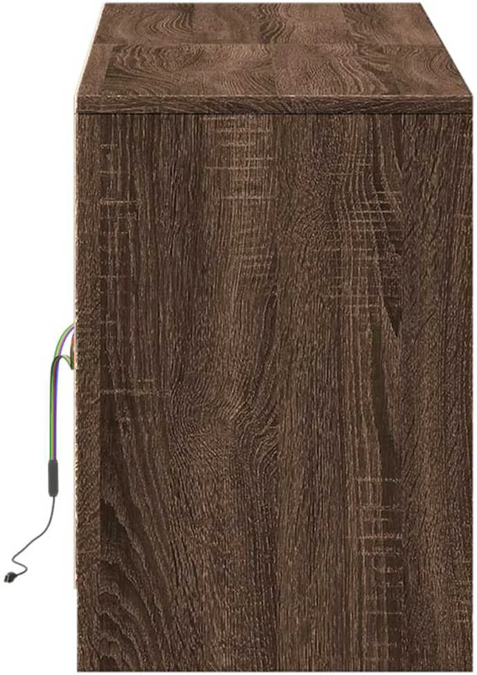 TV staliukas Televizoriaus spintelė su LED, ruda, 139,5x34x50cm, mediena