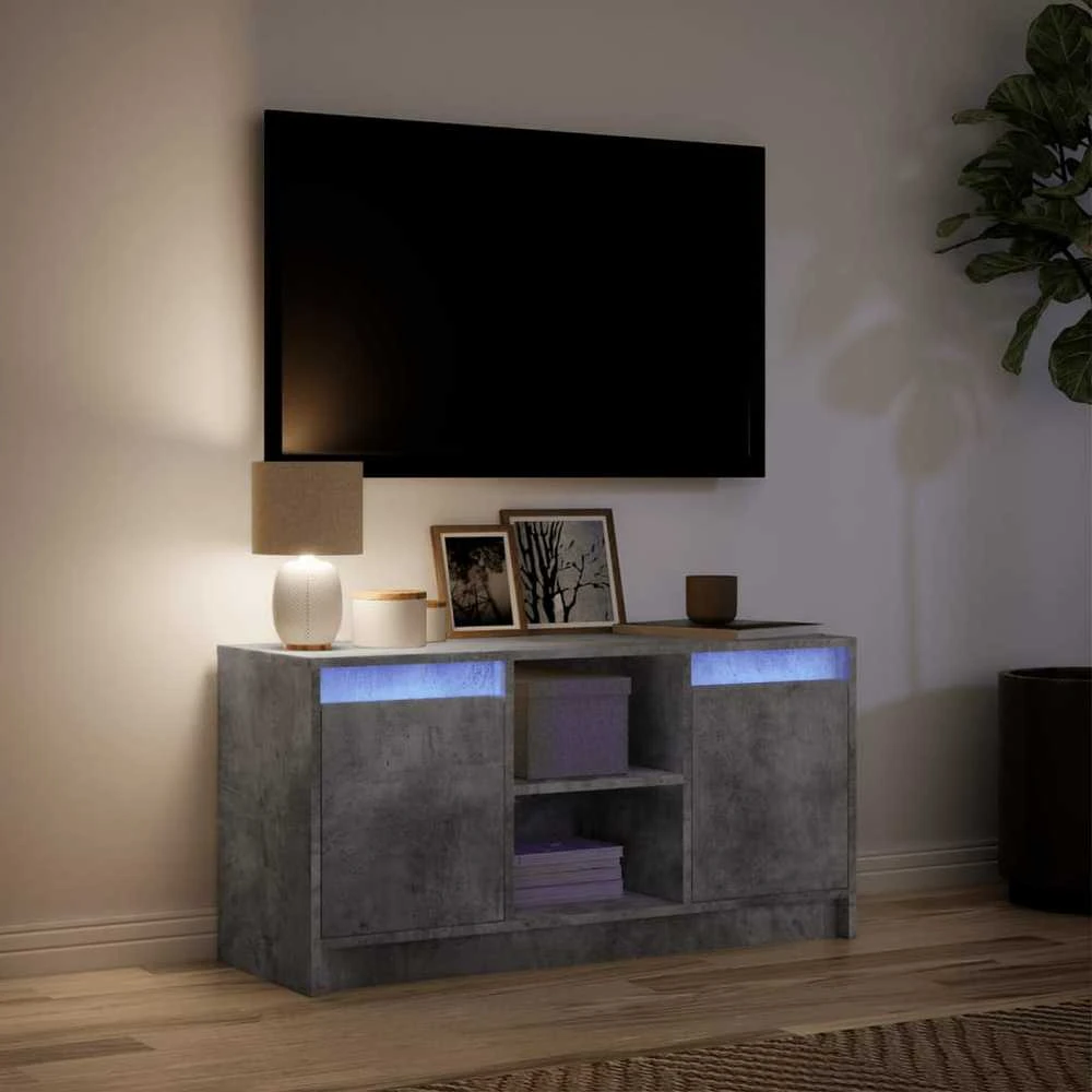 TV staliukas Televizoriaus spintelė su LED, betono, 100x34x50cm, mediena