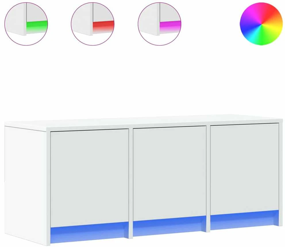 TV staliukas Televizoriaus spintelė su LED, balta, 97x34x40cm, mediena
