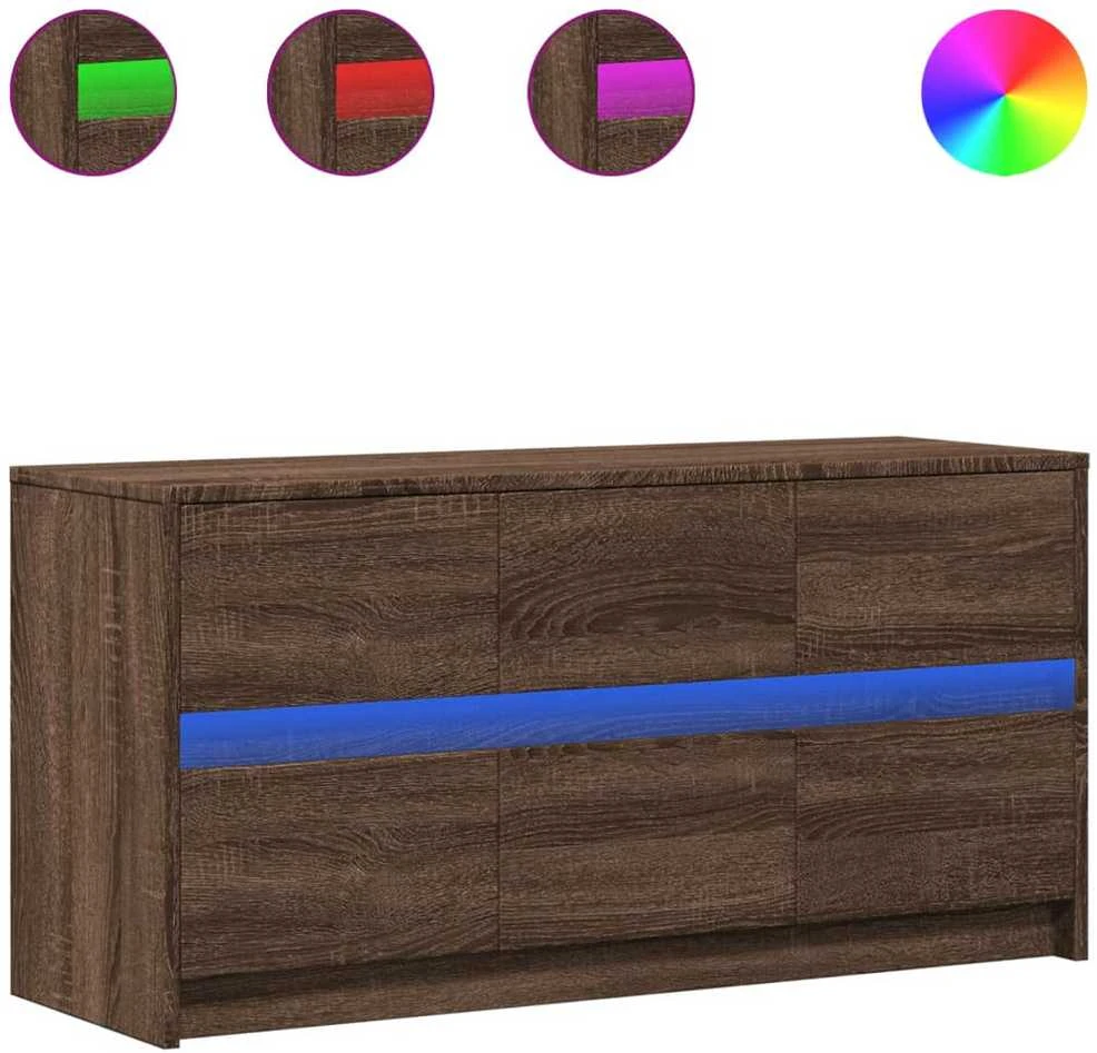 TV staliukas Televizoriaus spintelė su LED, ruda, 100x34x50cm, mediena
