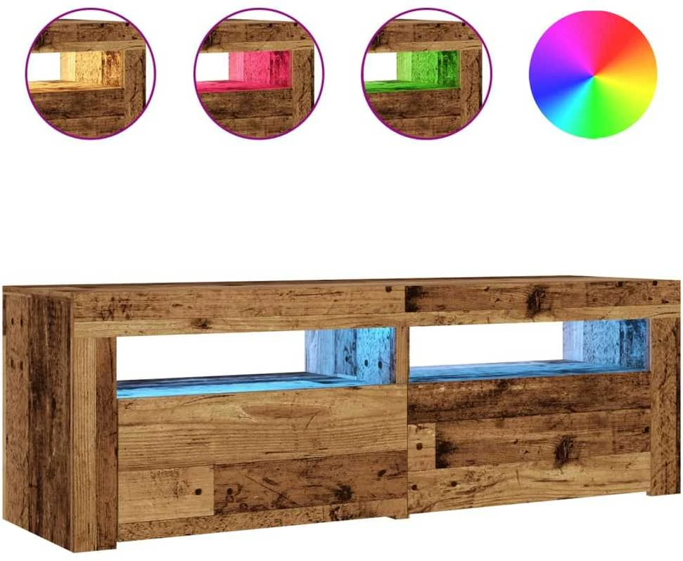 TV staliukas Televizoriaus spintelė su LED, medienos, 120x35x40cm, mediena