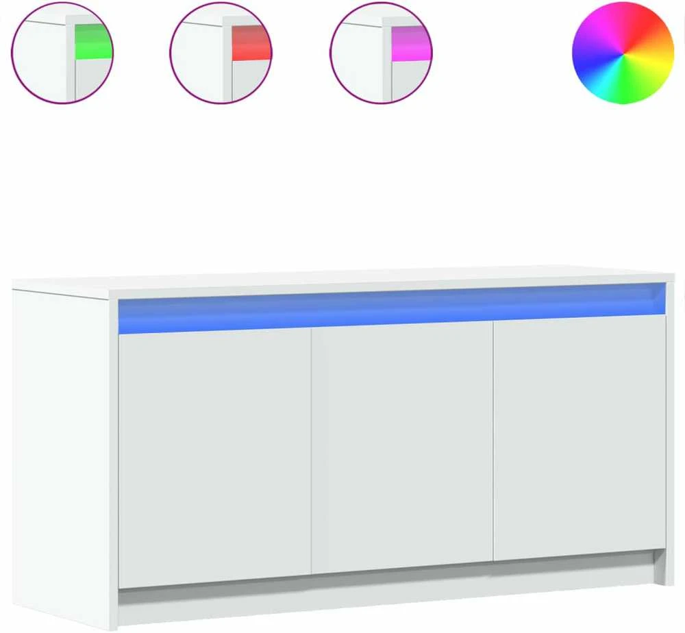 TV staliukas Televizoriaus spintelė su LED, balta, 100x34x50cm, mediena