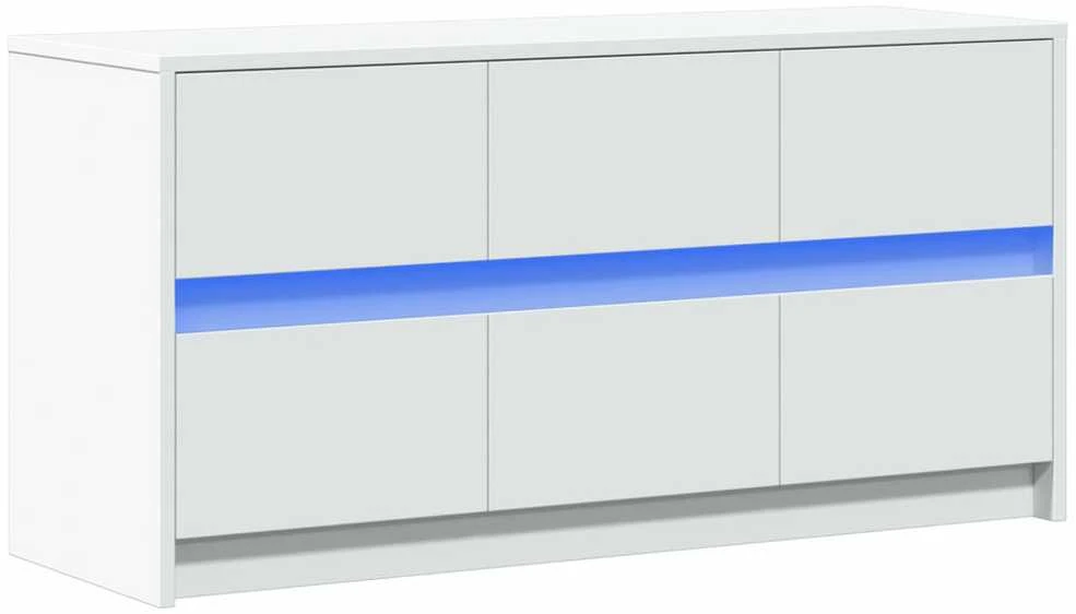 TV staliukas Televizoriaus spintelė su LED, balta, 100x34x50cm, mediena