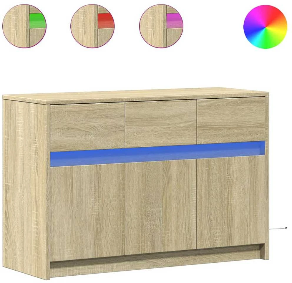 TV staliukas Televizoriaus spintelė su LED, ąžuolo, 91x34x61cm, mediena
