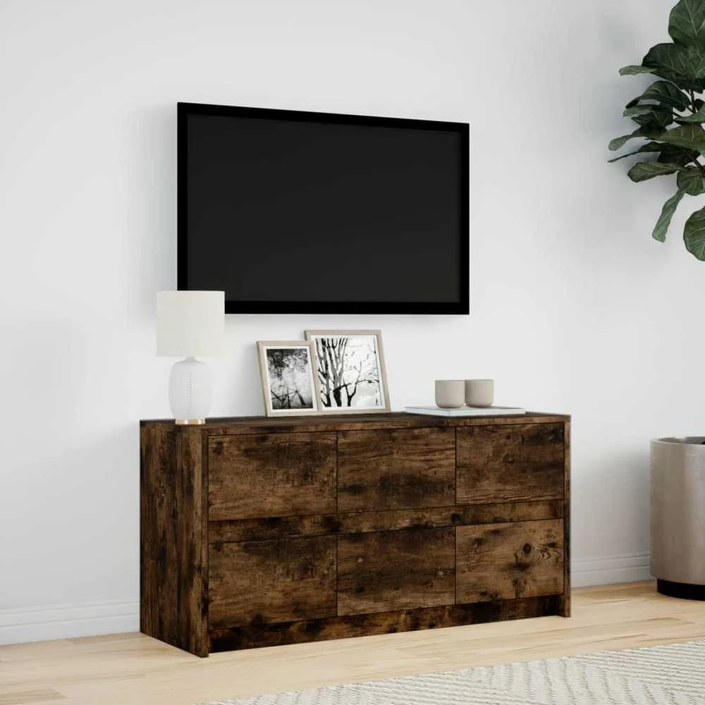 TV staliukas Televizoriaus spintelė su LED, dūminė, 100x34x50cm, mediena