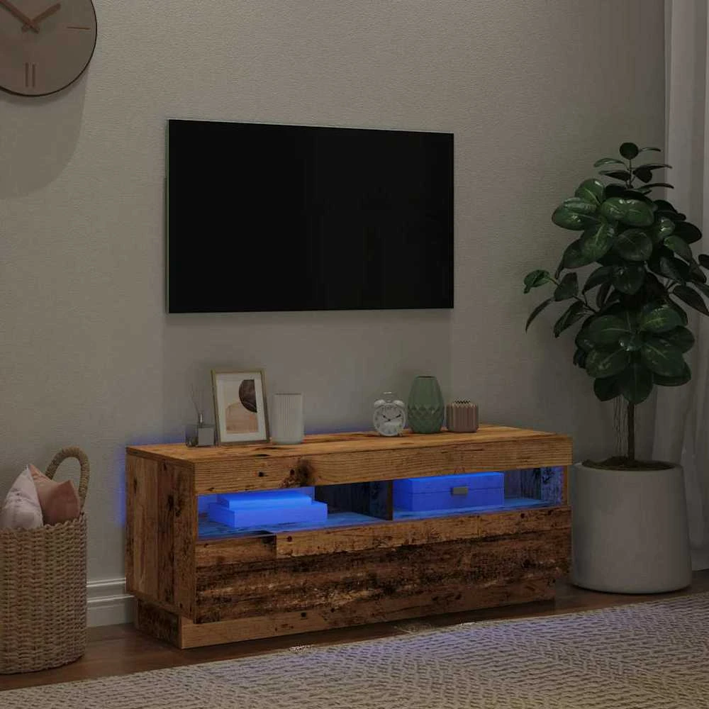 TV staliukas Televizoriaus spintelė su LED, medienos, 100x35x40cm, mediena