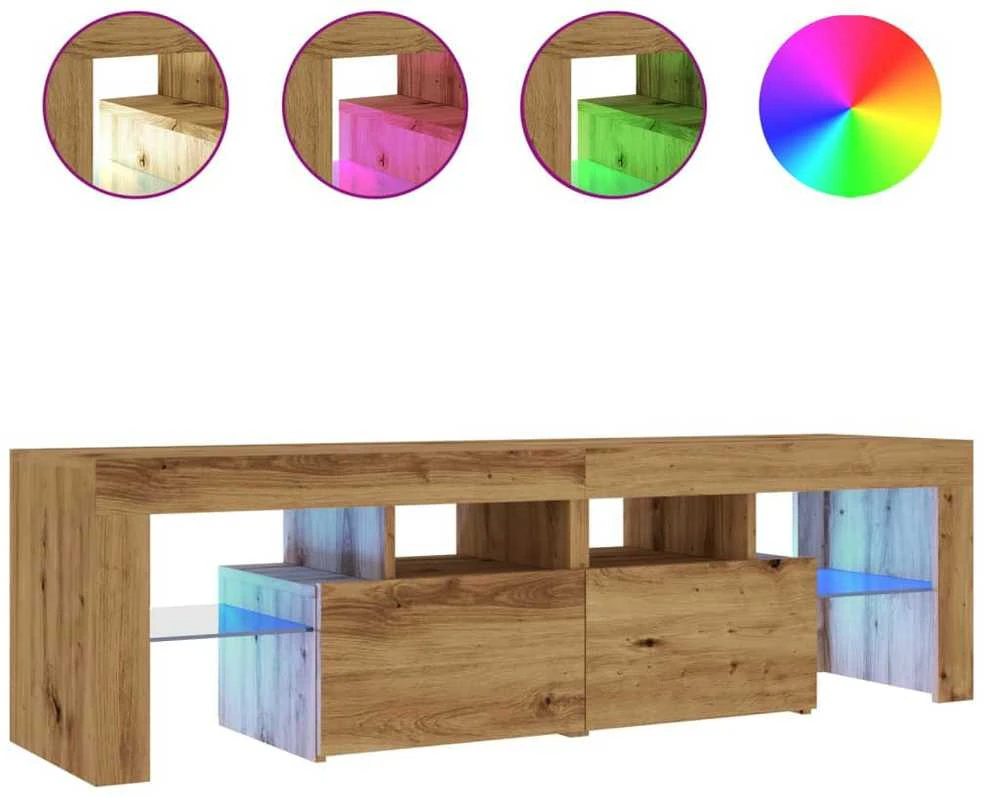 TV staliukas Televizoriaus spintelė su LED, artisano, 140x36,5x40cm, mediena
