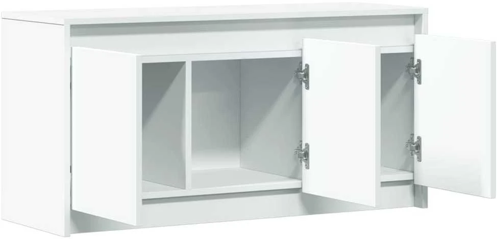 TV staliukas Televizoriaus spintelė su LED, balta, 100x34x50cm, mediena
