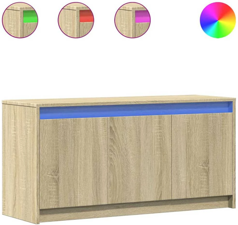 TV staliukas Televizoriaus spintelė su LED, ąžuolo, 100x34x50cm, mediena