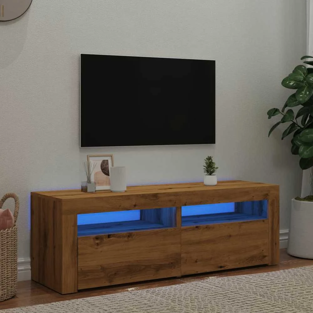 TV staliukas Televizoriaus spintelė su LED, artisano, 120x35x40cm, mediena