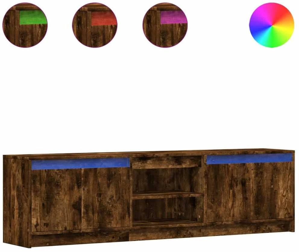 TV staliukas Televizoriaus spintelė su LED, ąžuolo, 180x34x50cm, mediena