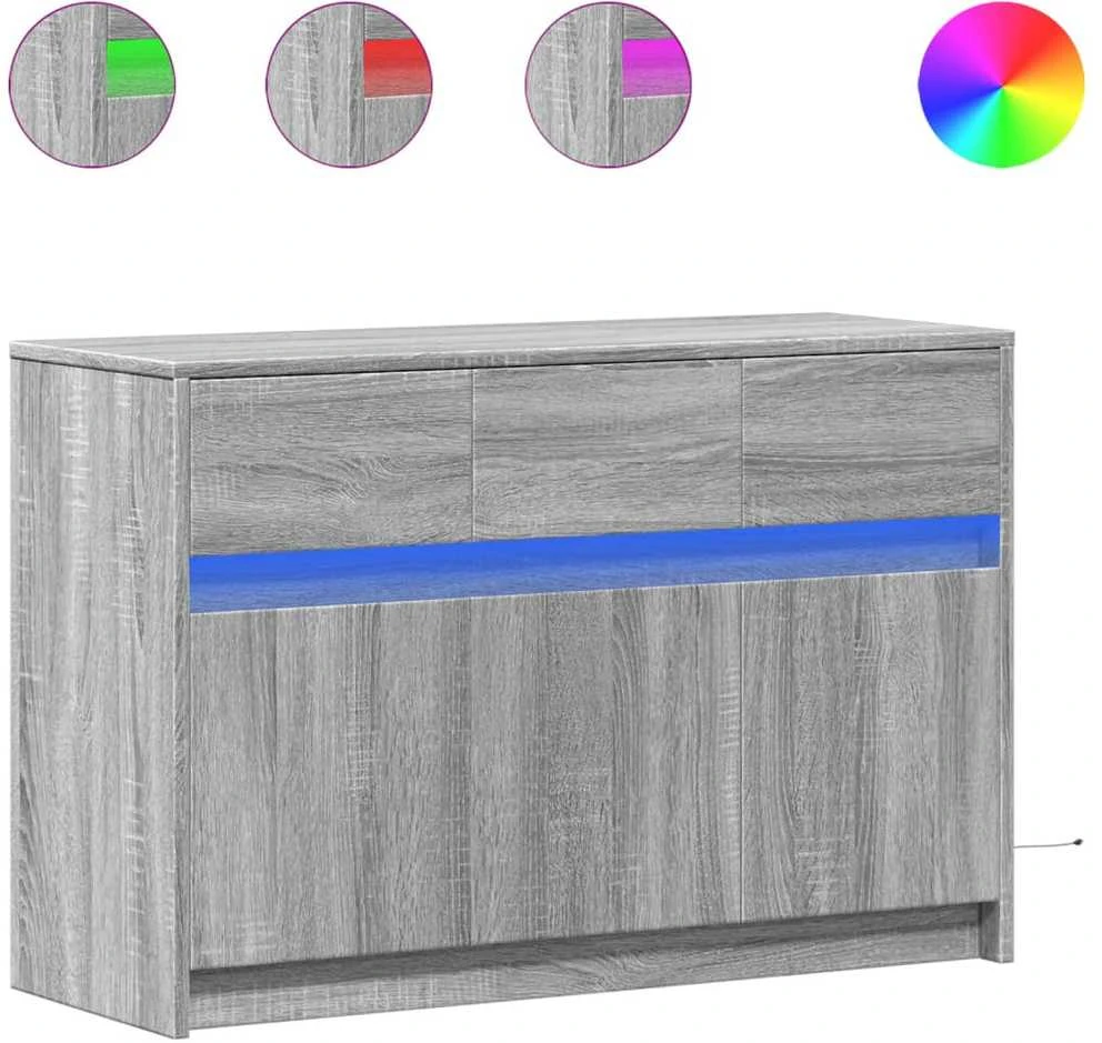TV staliukas Televizoriaus spintelė su LED, pilka, 91x34x61cm, mediena