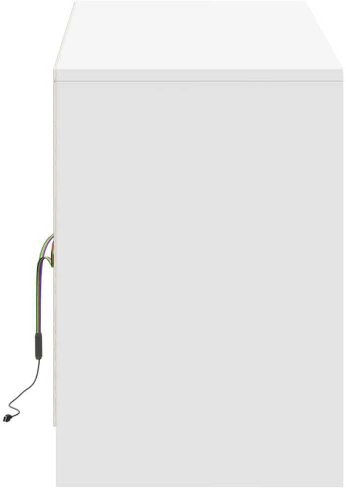 TV staliukas Televizoriaus spintelė su LED, balta, 139,5x34x50cm, mediena
