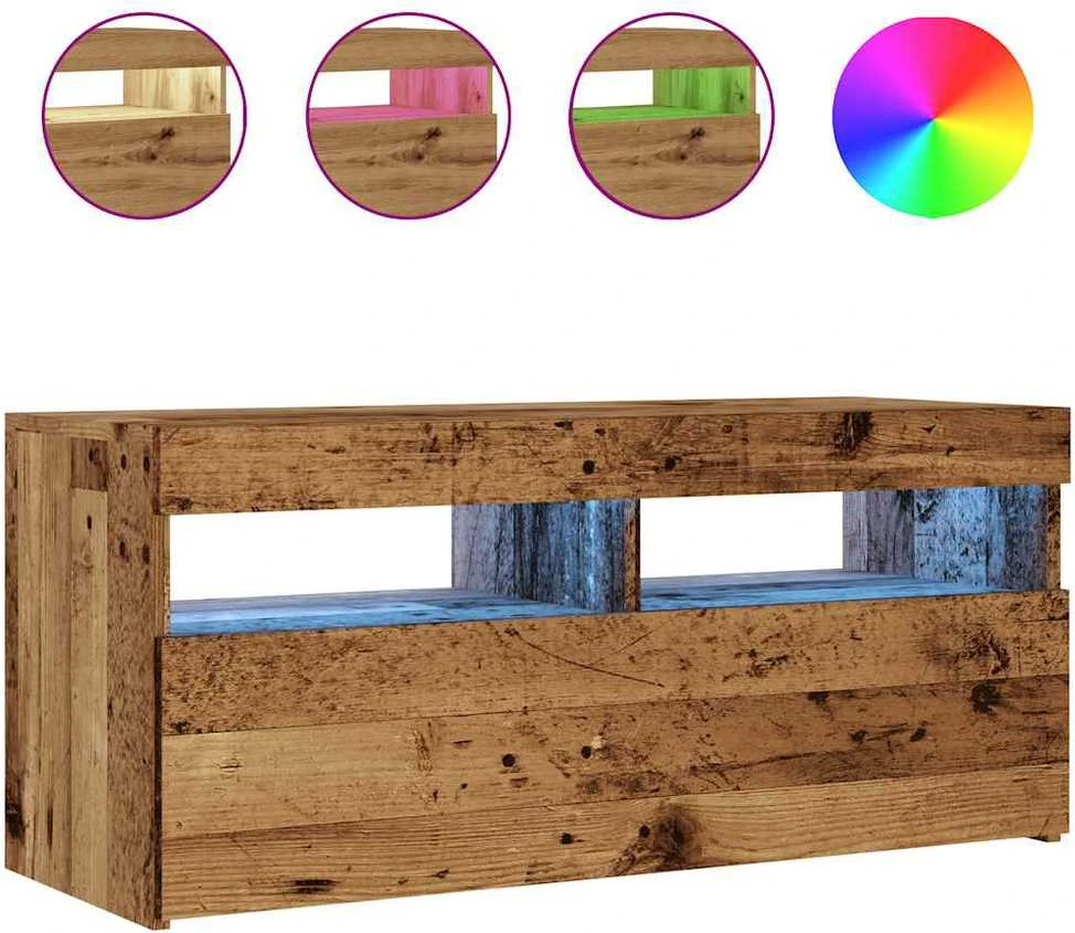TV staliukas Televizoriaus spintelė su LED, medienos, 90x35x40cm, mediena