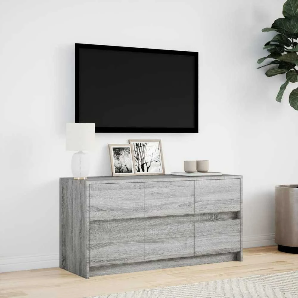 TV staliukas Televizoriaus spintelė su LED, pilka, 100x34x50cm, mediena