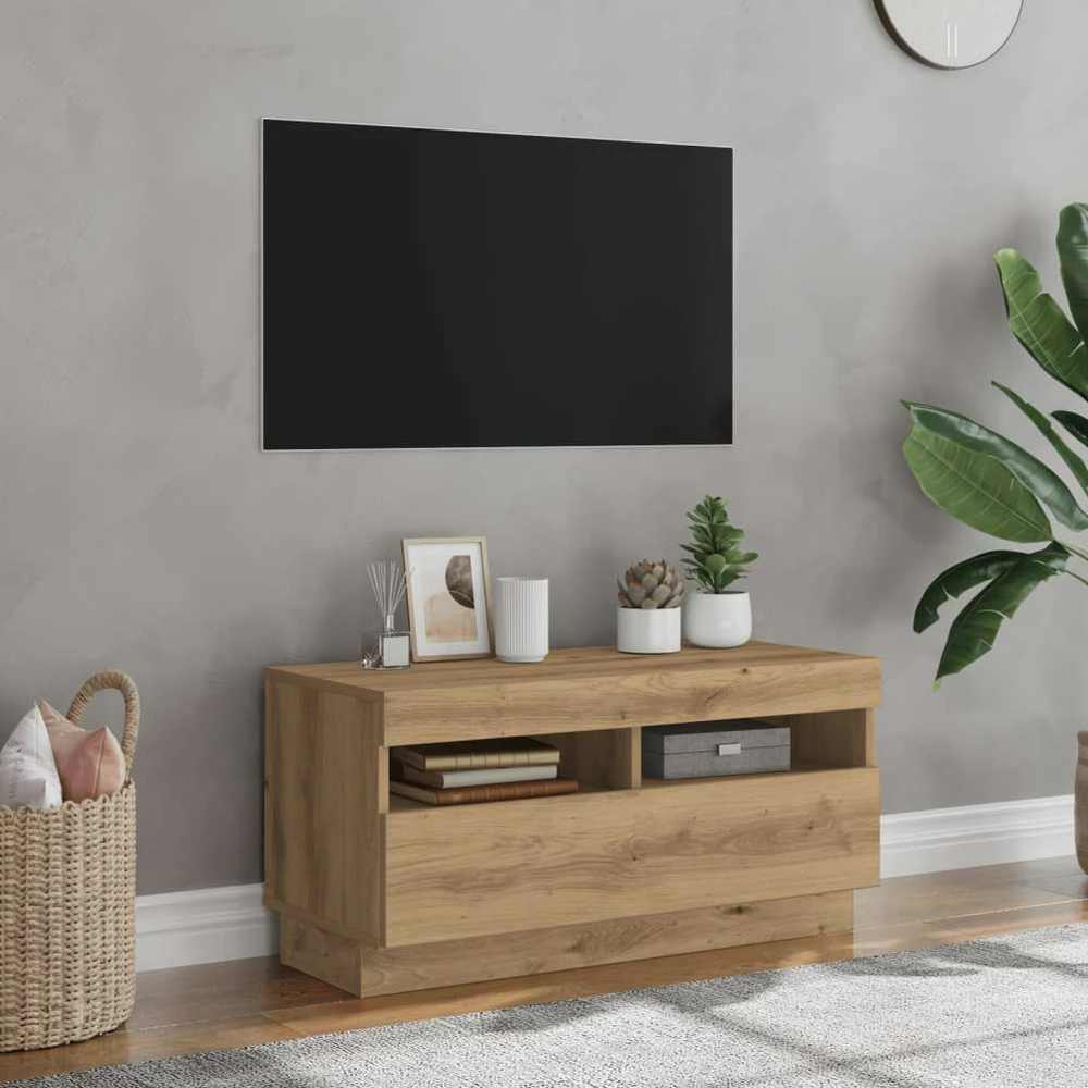 TV staliukas Televizoriaus spintelė su LED, artisano, 80x35x40cm, mediena