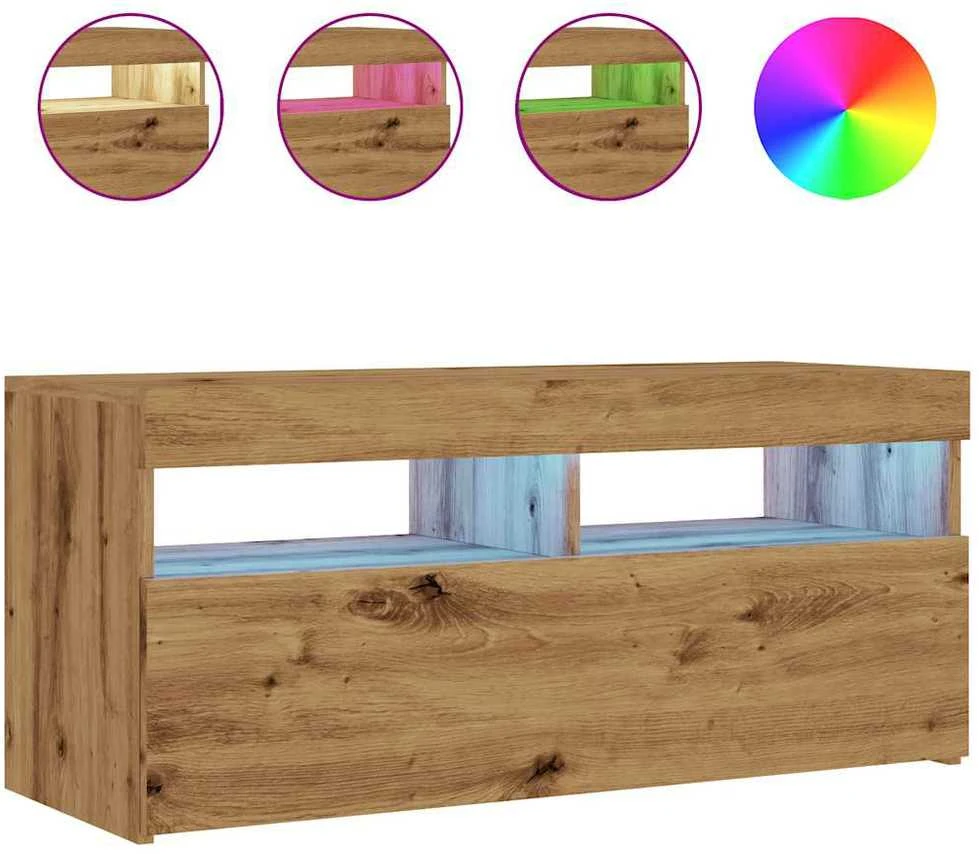 TV staliukas Televizoriaus spintelė su LED, artisano, 90x35x40cm, mediena