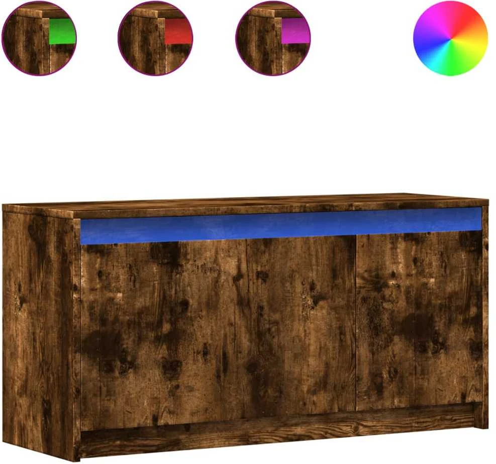TV staliukas Televizoriaus spintelė su LED, dūminė, 100x34x50cm, mediena
