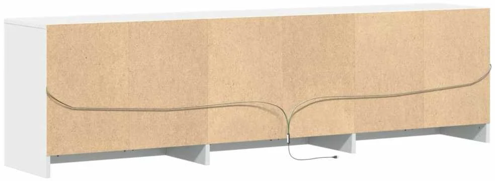 TV staliukas Televizoriaus spintelė su LED, balta, 180x34x50cm, mediena