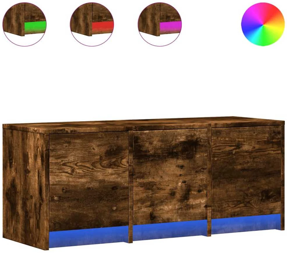 TV staliukas Televizoriaus spintelė su LED, dūminė, 97x34x40cm, mediena
