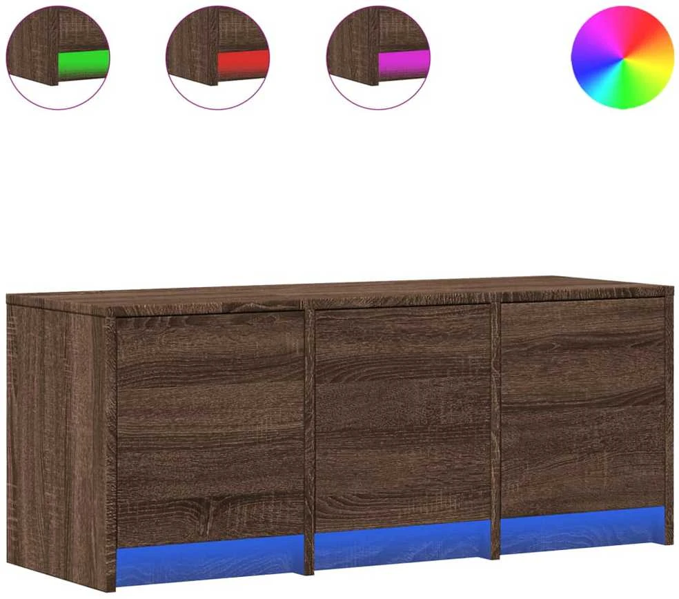 TV staliukas Televizoriaus spintelė su LED, ruda ąžuolo, 97x34x40cm, mediena