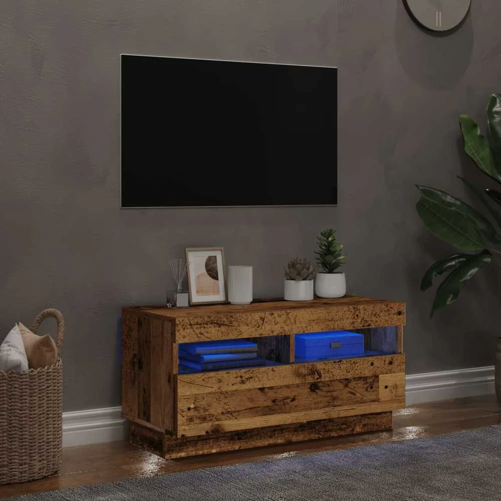 TV staliukas Televizoriaus spintelė su LED, medienos, 80x35x40cm, mediena
