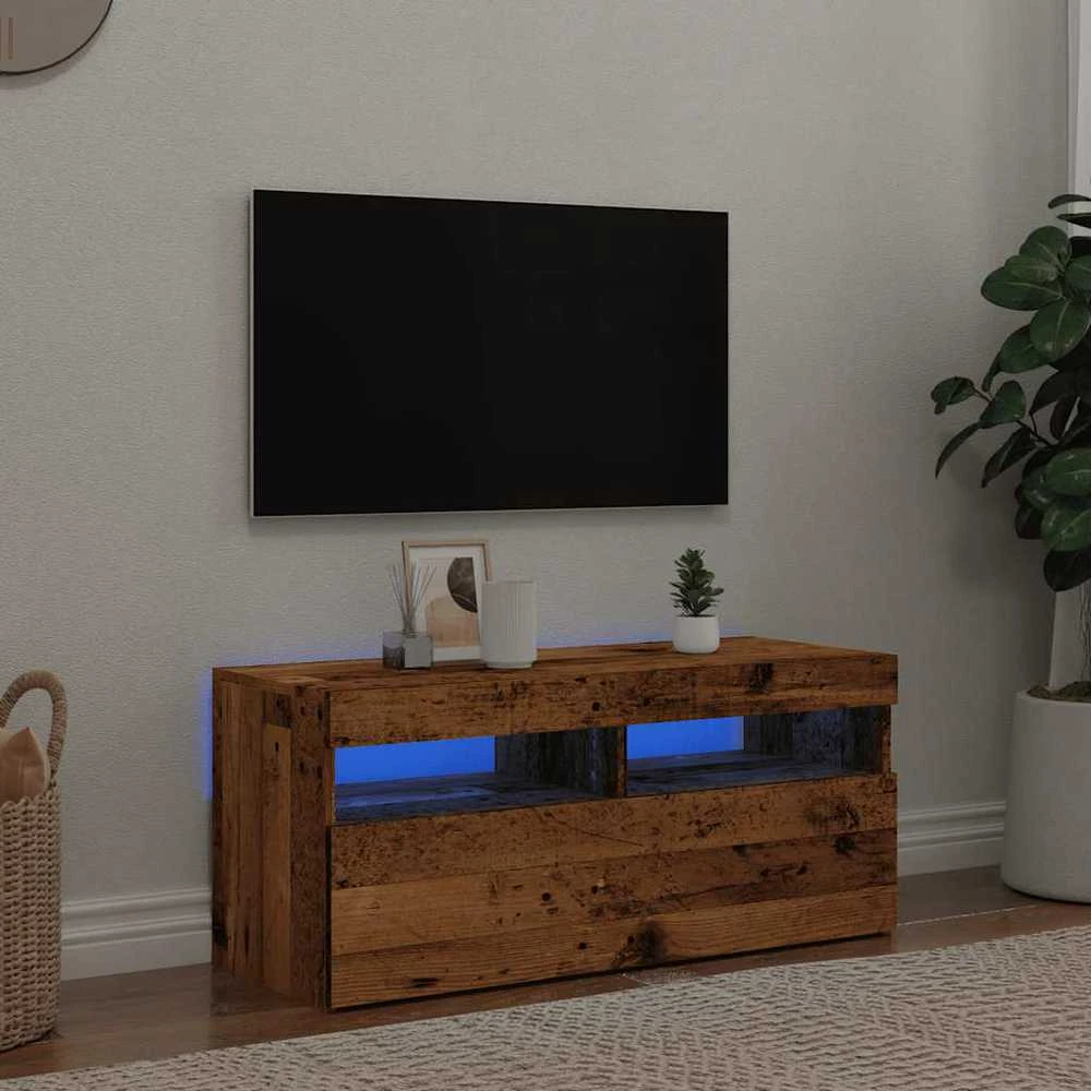 TV staliukas Televizoriaus spintelė su LED, medienos, 90x35x40cm, mediena