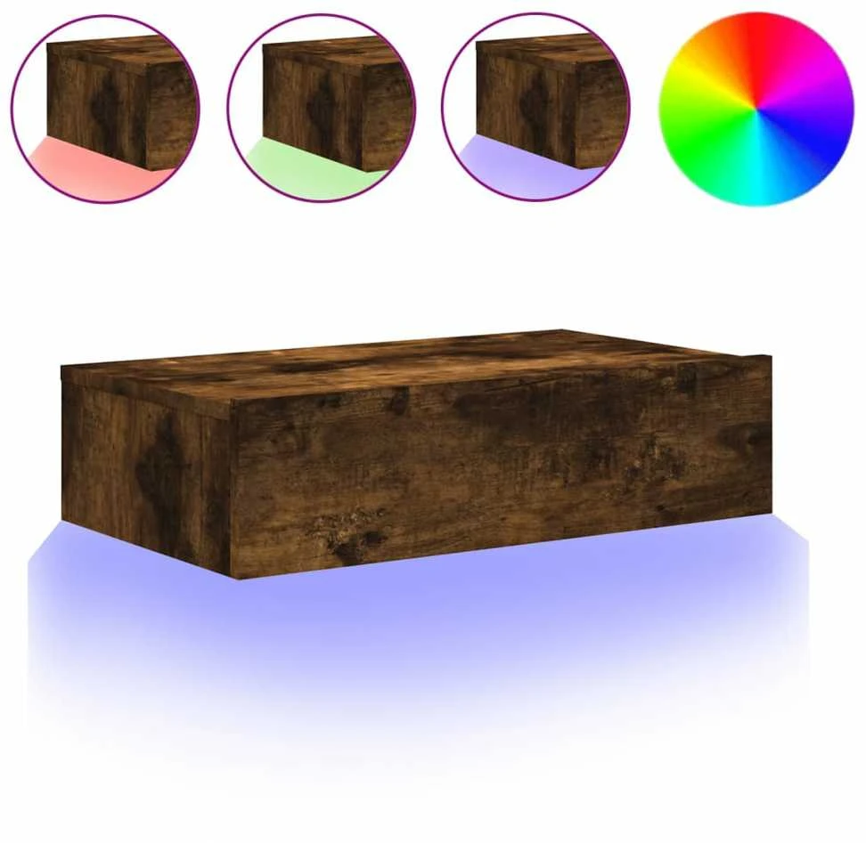 TV staliukas Televizoriaus spintelė su LED lemputėmis, dūminė, 60x35x15,5cm