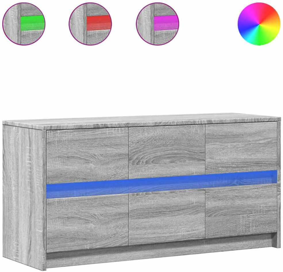 TV staliukas Televizoriaus spintelė su LED, pilka, 100x34x50cm, mediena