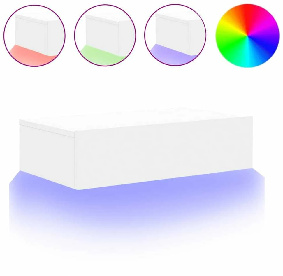 TV staliukas Televizoriaus spintelė su LED lemputėmis, balta, 60x35x15,5cm