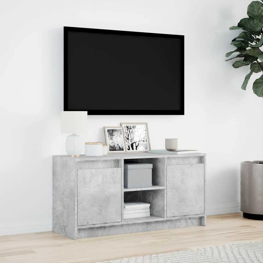 TV staliukas Televizoriaus spintelė su LED, betono, 100x34x50cm, mediena