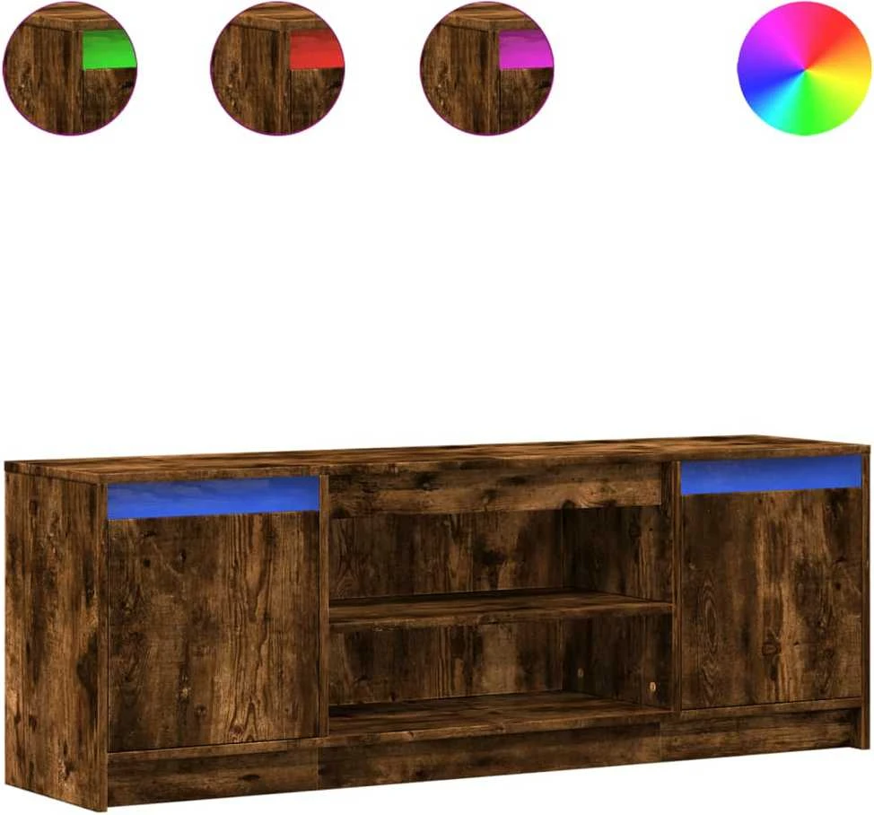 TV staliukas Televizoriaus spintelė su LED, dūminė, 139,5x34x50cm, mediena