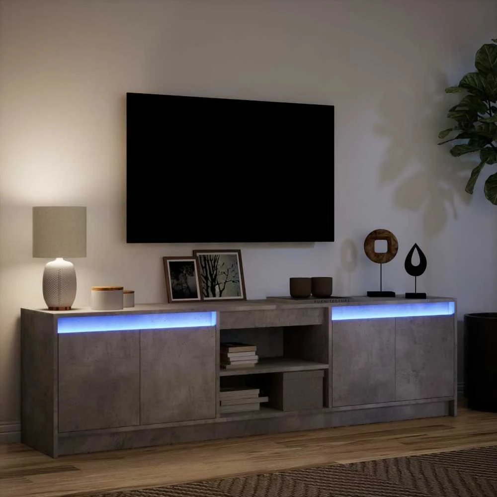 TV staliukas Televizoriaus spintelė su LED, pilka, 180x34x50cm, mediena