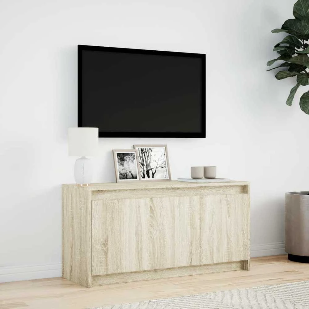 TV staliukas Televizoriaus spintelė su LED, ąžuolo, 100x34x50cm, mediena
